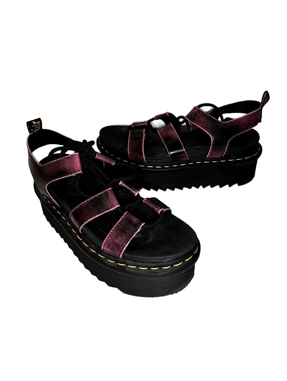 Dr. Martens Nartilla Black/Pink Rub Off XL Gladiator Platform Sandals Size 8 US